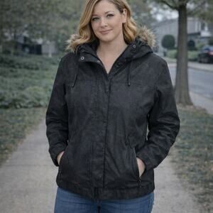 Columbia Black Gray  Abstract  Print Winter Jacket Medium